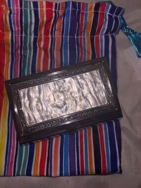 Silver Tone Decorative Compact card holder